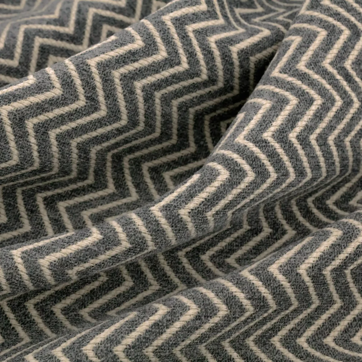 Annie Fabric - Graphite by black-grey geometric woven fabric from Warwick