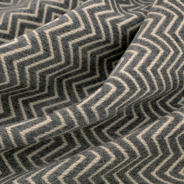 Annie Fabric - Graphite by black-grey geometric woven fabric from Warwick