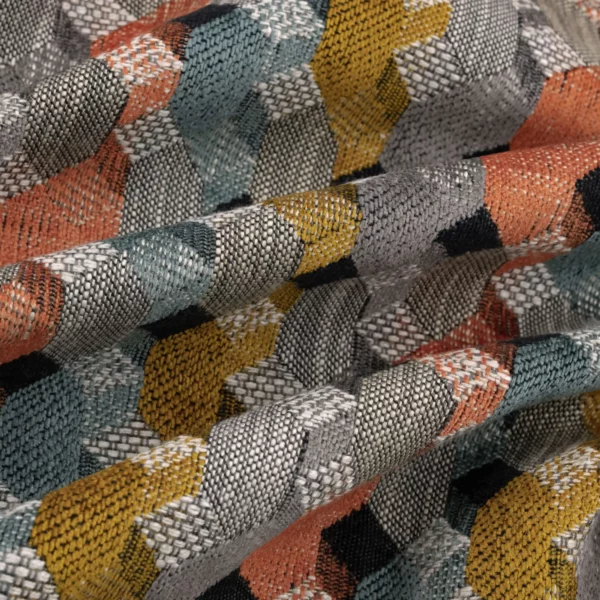 Cabaret Fabric - Calypso by multicolour geometric woven fabric from Warwick