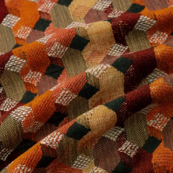 Cabaret Fabric - Carnival by orange geometric woven fabric from Warwick