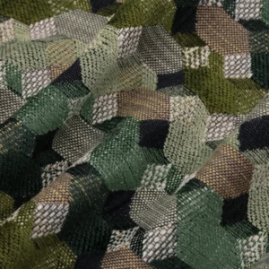 green geometric woven fabric from Warwick