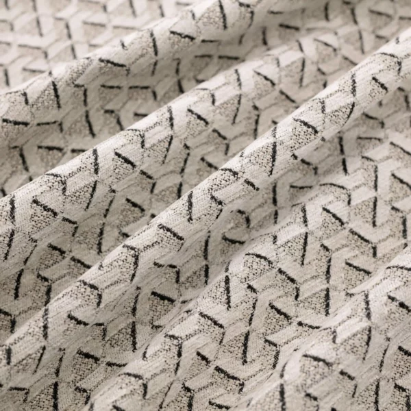 Saigon Fabric - Mineral by black-grey geometric woven fabric from Warwick