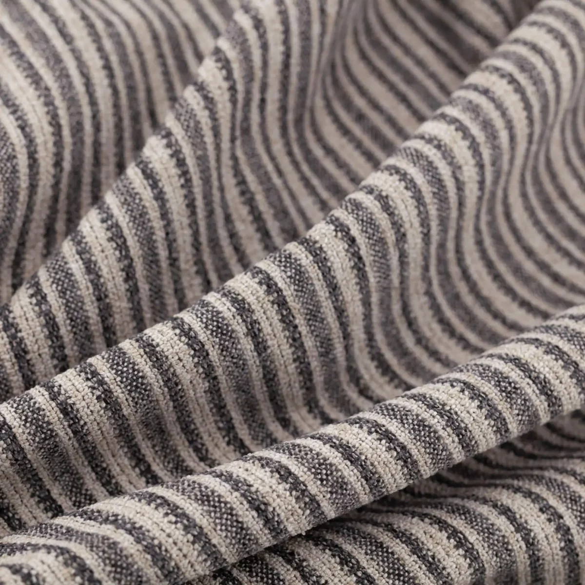Romeo Fabric - Graphite by black-grey striped woven fabric from Warwick