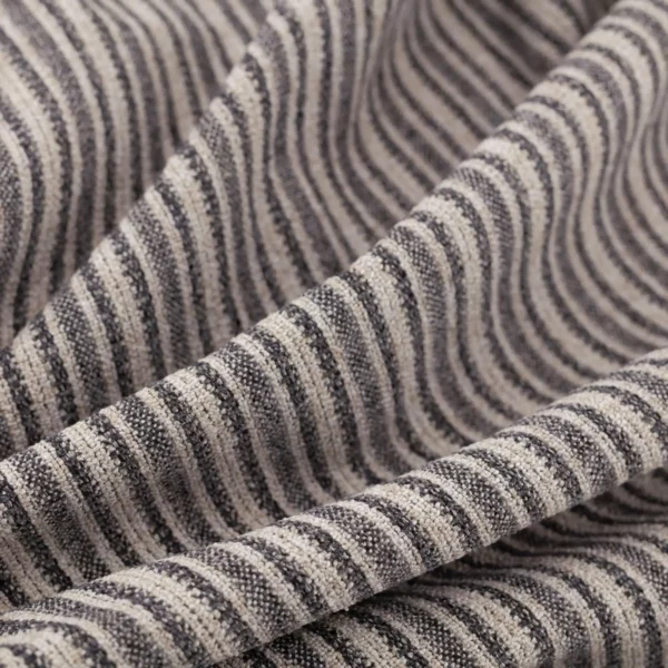 Romeo Fabric - Graphite by black-grey striped woven fabric from Warwick
