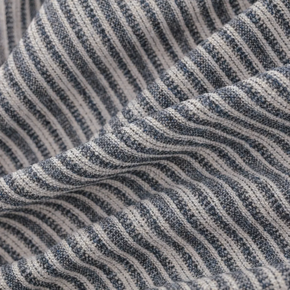 Romeo Fabric - Indigo by blue striped woven fabric from Warwick