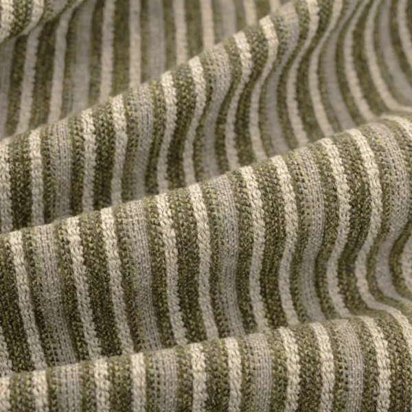 Romeo Fabric - Moss by green striped woven fabric from Warwick