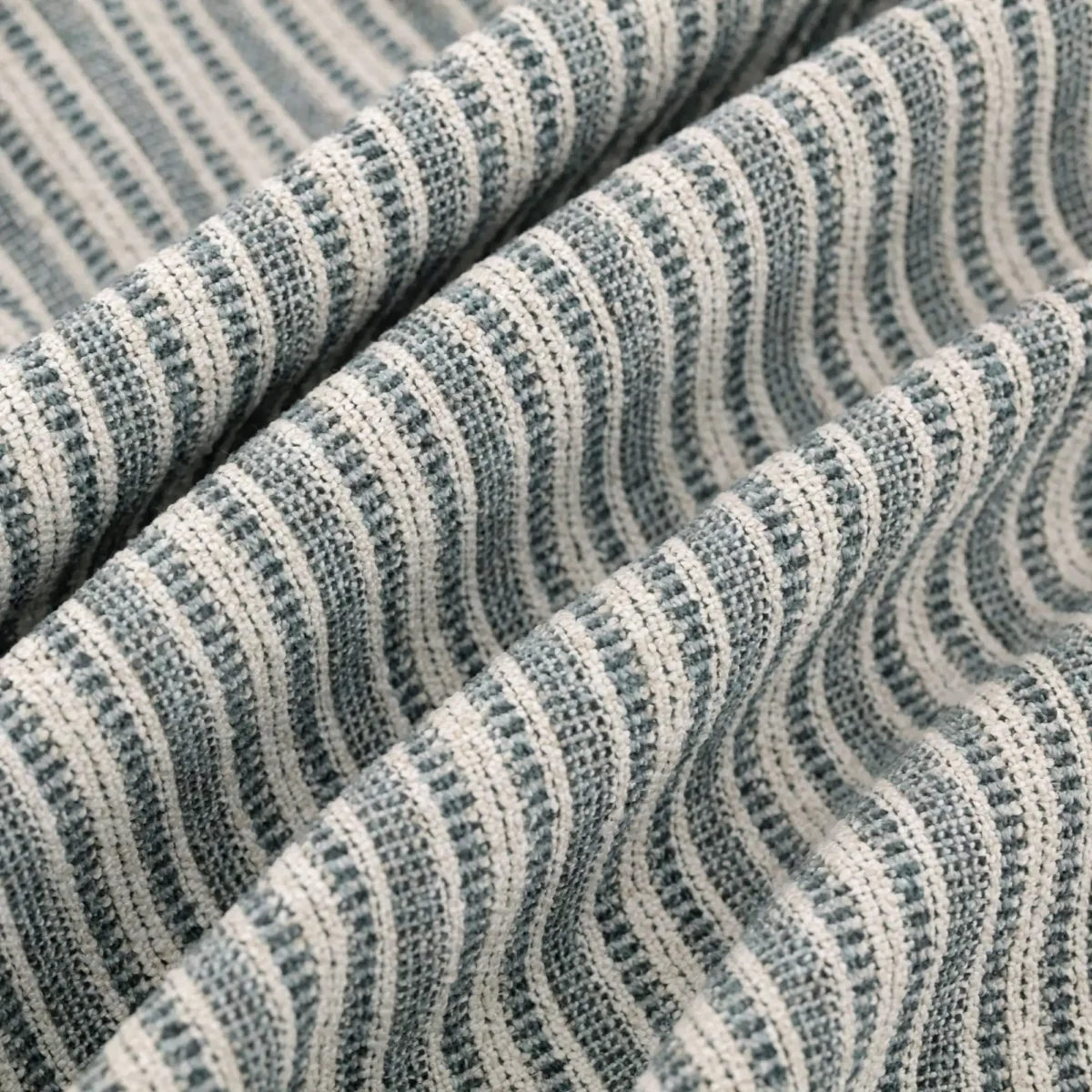 Romeo Fabric - Seaspray by blue striped woven fabric from Warwick
