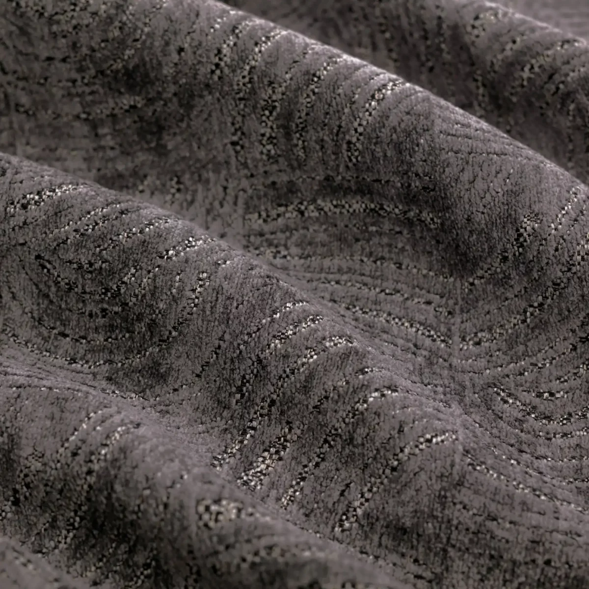 Moulin Fabric - Graphite by black-grey contemporary woven fabric from Warwick