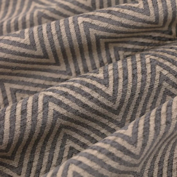 Ginola Fabric - Document by black-grey geometric velvet-chenille fabric from Warwick