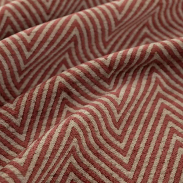 Ginola Fabric - Vintage by red geometric velvet-chenille fabric from Warwick