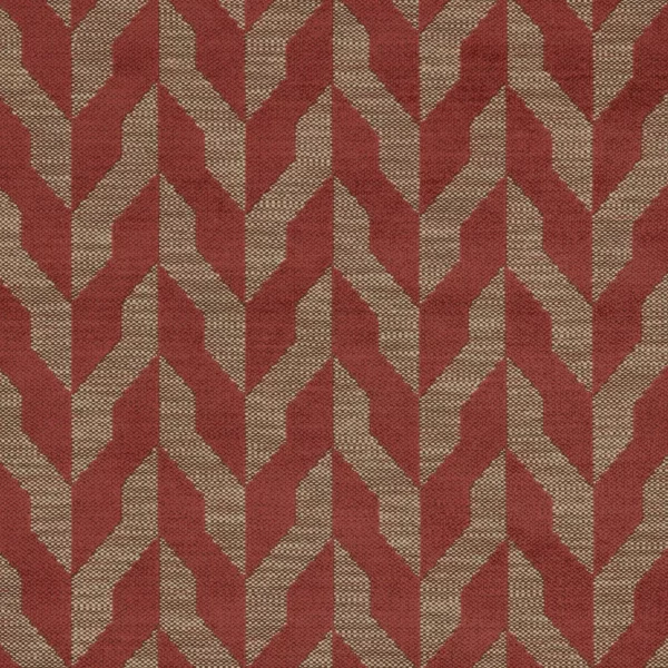 Chicago Fabric - Terracotta by red geometric woven fabric from Warwick