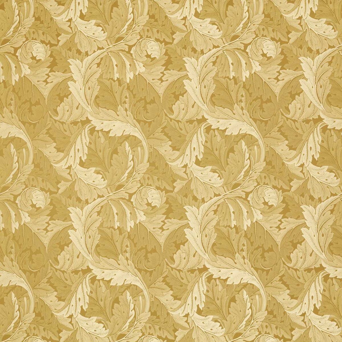 Acanthus Jacquard Fabric - Gold by yellow botanical jacquard fabric from Clarke & Clarke