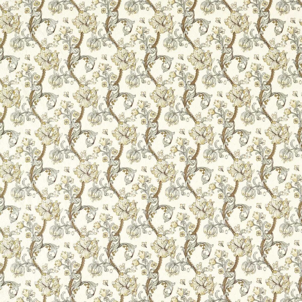 Golden Lily Embroidery Fabric - Dove by white botanical embroideried fabric from Clarke & Clarke
