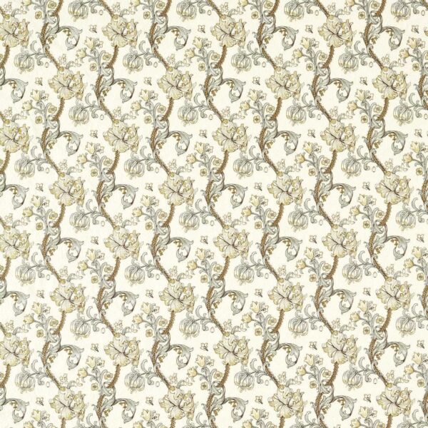 Golden Lily Embroidery Fabric - Dove by white botanical embroideried fabric from Clarke & Clarke