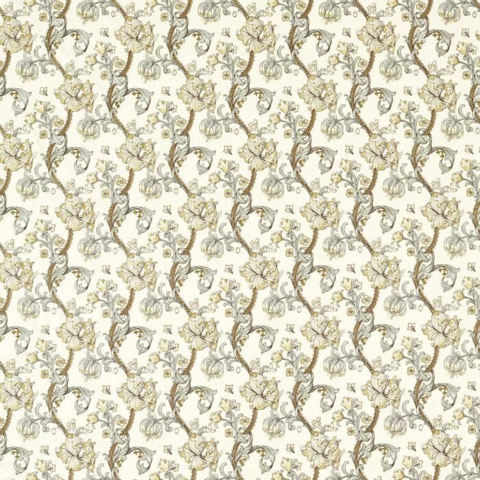 Golden Lily Embroidery Fabric - Dove swatch
