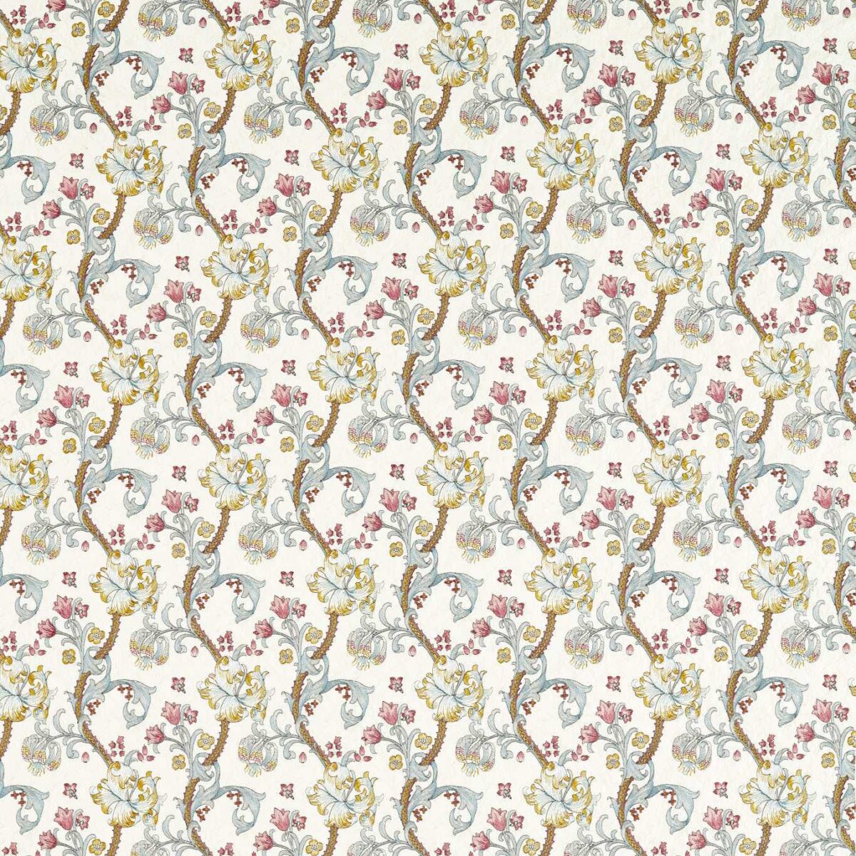 Golden Lily Embroidery Fabric - Plum / Denim by pink botanical embroideried fabric from Clarke & Clarke