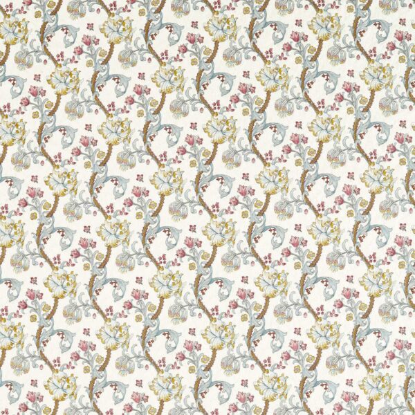 Golden Lily Embroidery Fabric - Plum / Denim by pink botanical embroideried fabric from Clarke & Clarke