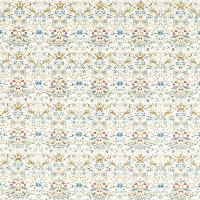 Strawberry Thief Embroidery Fabric - Denim swatch