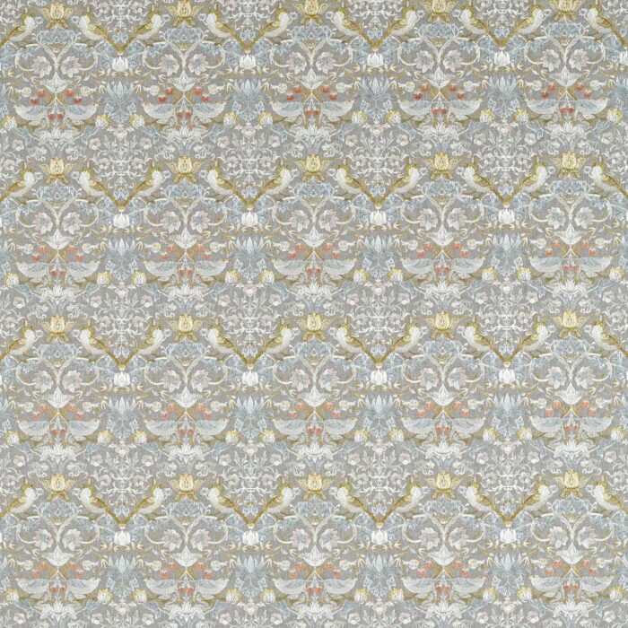 Strawberry Thief Embroidery Fabric - Slate / Blush swatch