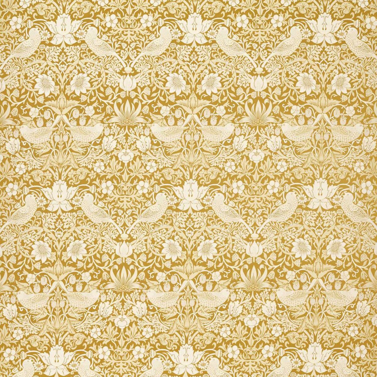 Strawberry Thief Jacquard Fabric - Chartreuse by yellow animal jacquard fabric from Clarke & Clarke