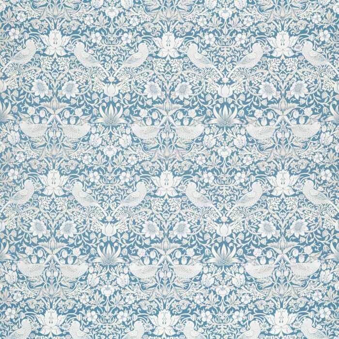 Strawberry Thief Jacquard Fabric - Denim swatch
