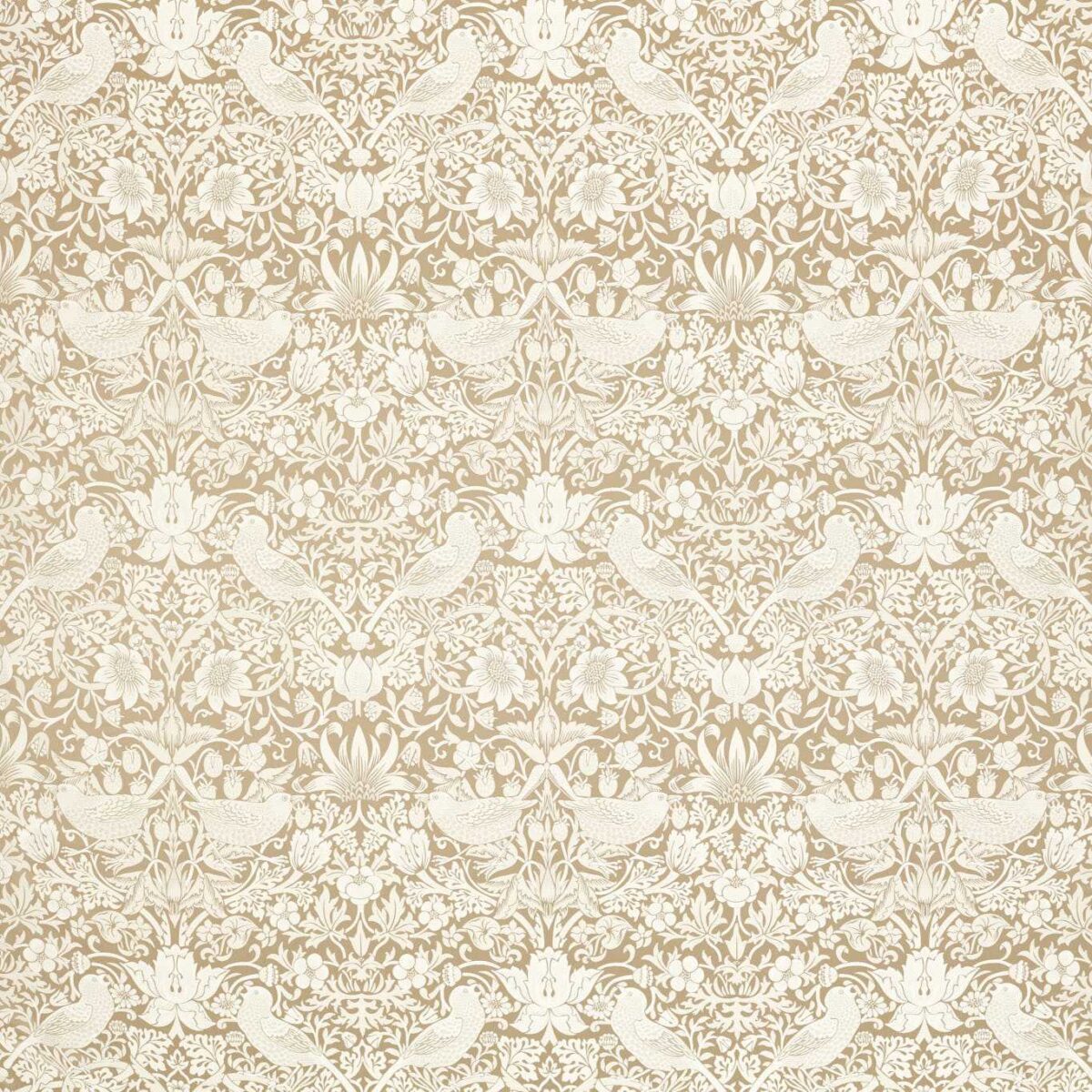 Strawberry Thief Jacquard Fabric - Linen by neutral animal jacquard fabric from Clarke & Clarke