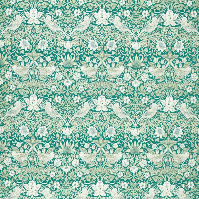Strawberry Thief Jacquard Fabric - Teal swatch