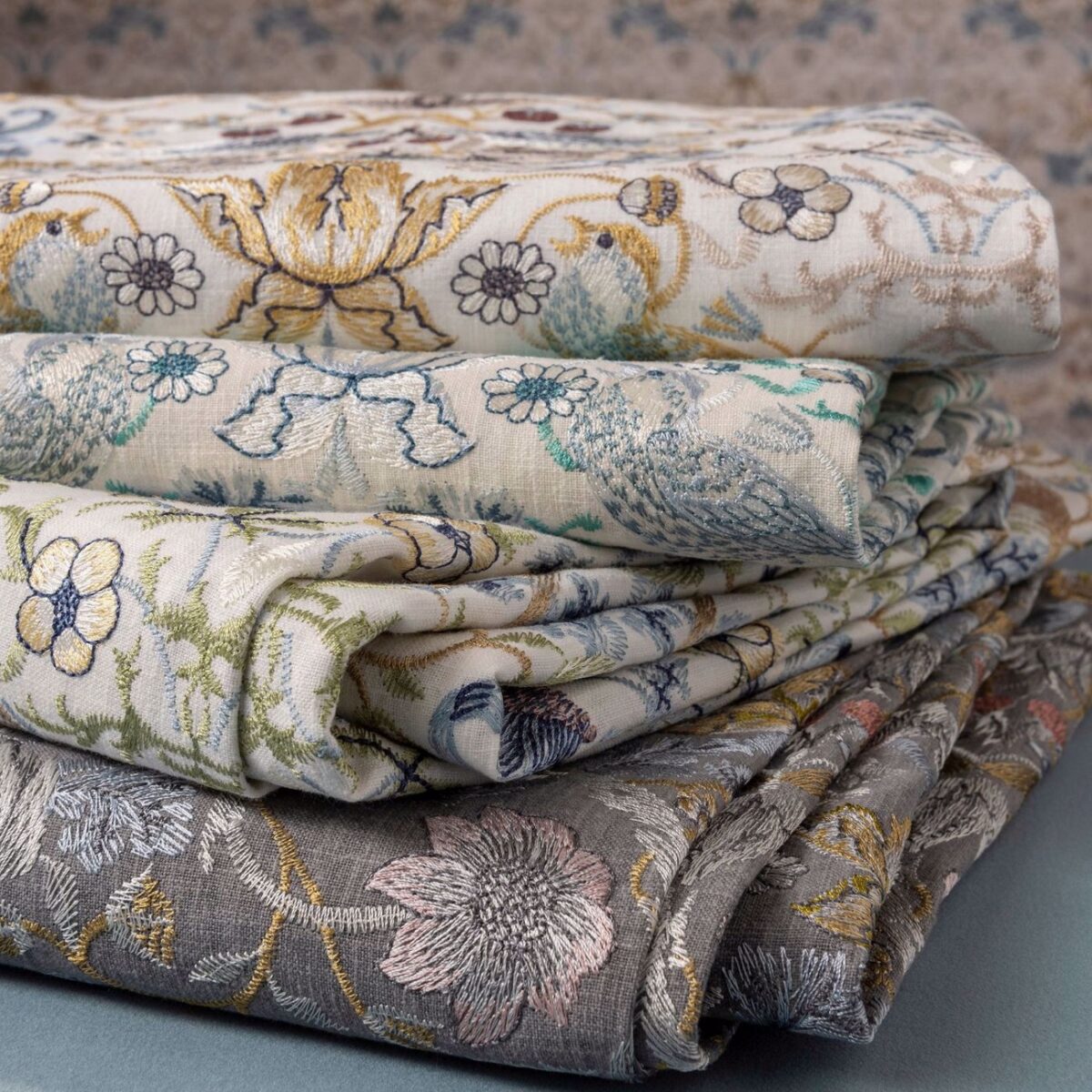 Strawberry Thief Jacquard Fabric - Denim by Strawberry Thief Jacquard Fabric - Denim from