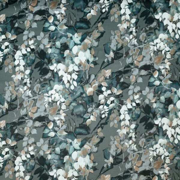 black-grey botanical velvet-chenille fabric from Prestigious Textiles