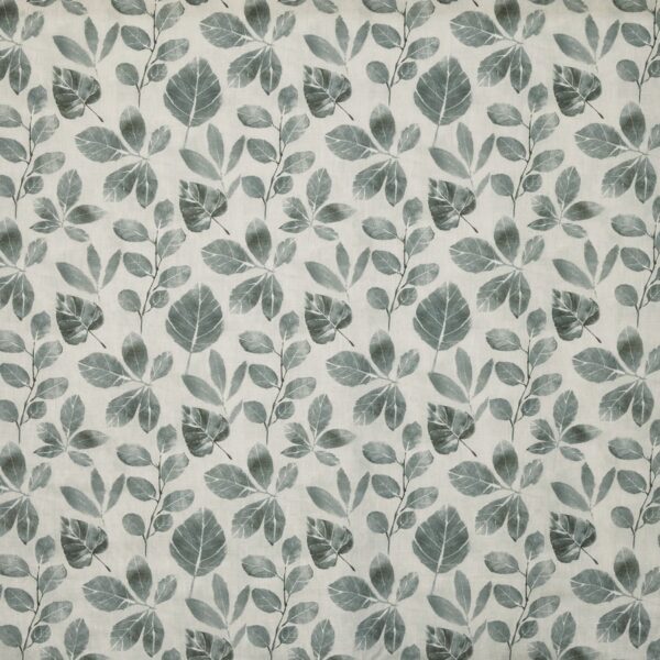 black-grey botanical cotton fabric from Prestigious Textiles