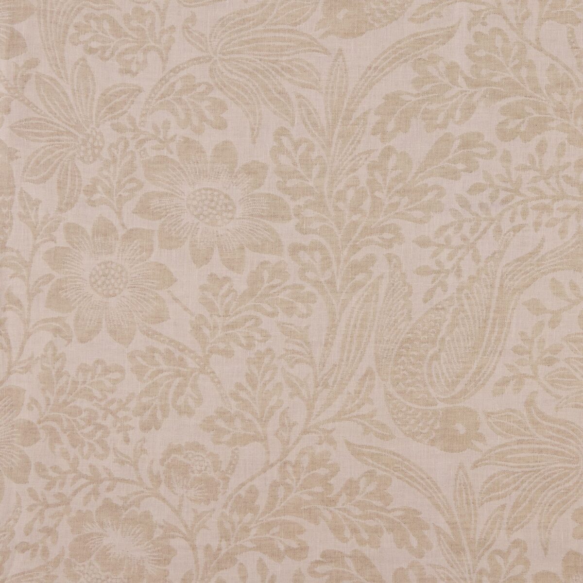 Morrison Fabric - Sable by neutral botanical linen fabric from Warwick