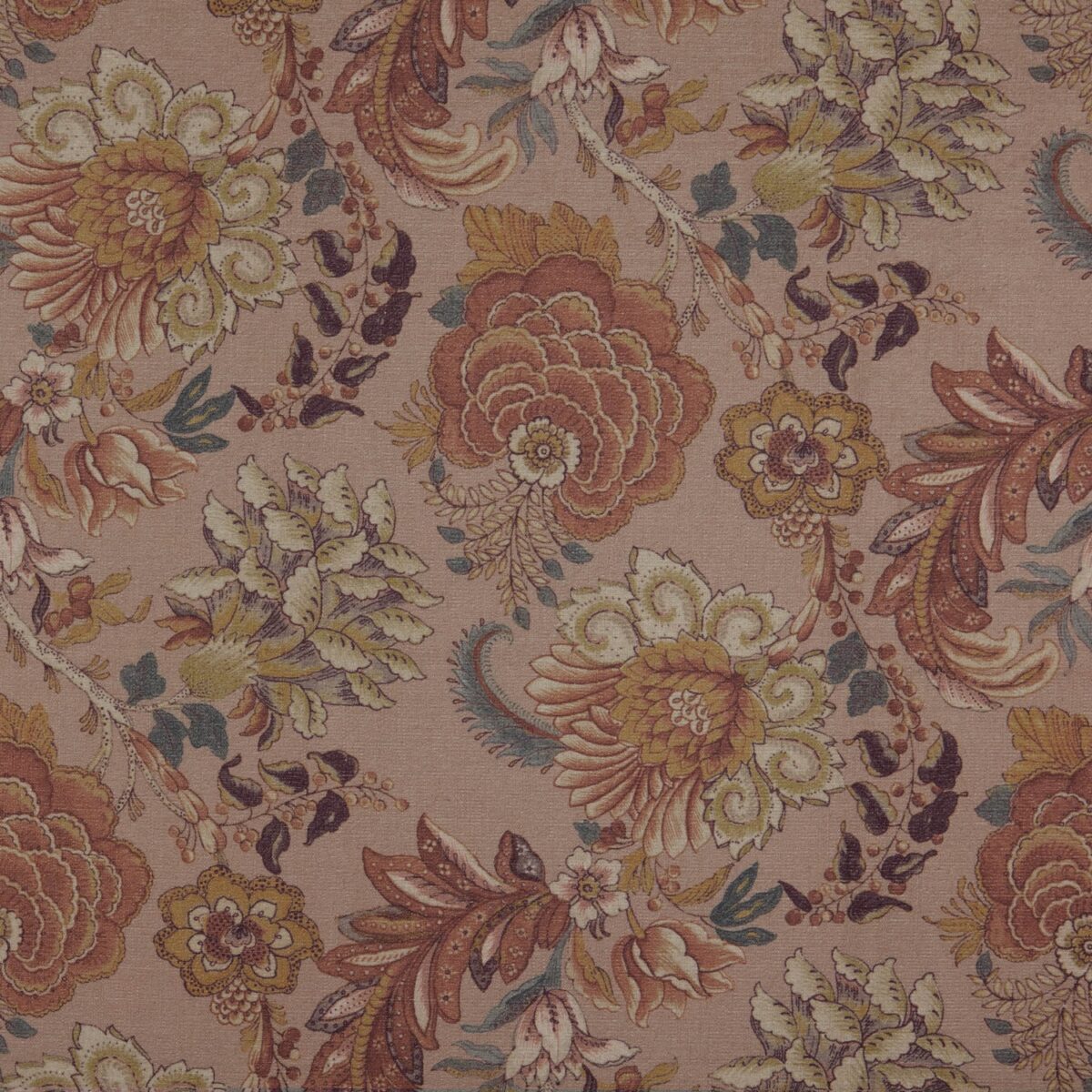 pink botanical woven fabric from Warwick