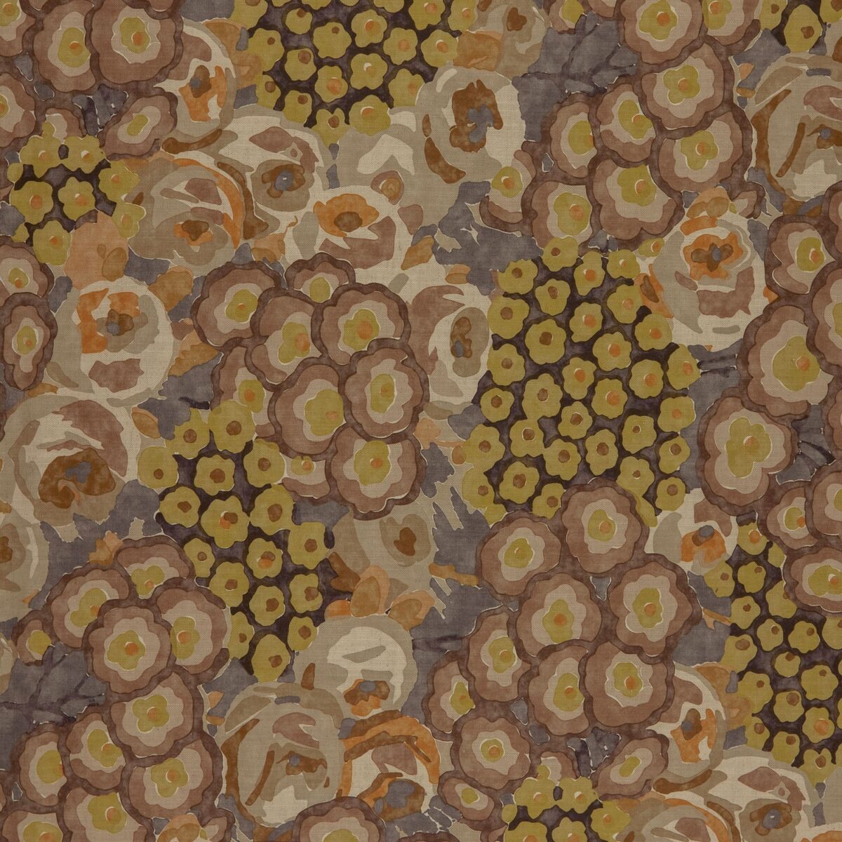 Paloma Fabric - Burnish by yellow botanical cotton fabric from Warwick