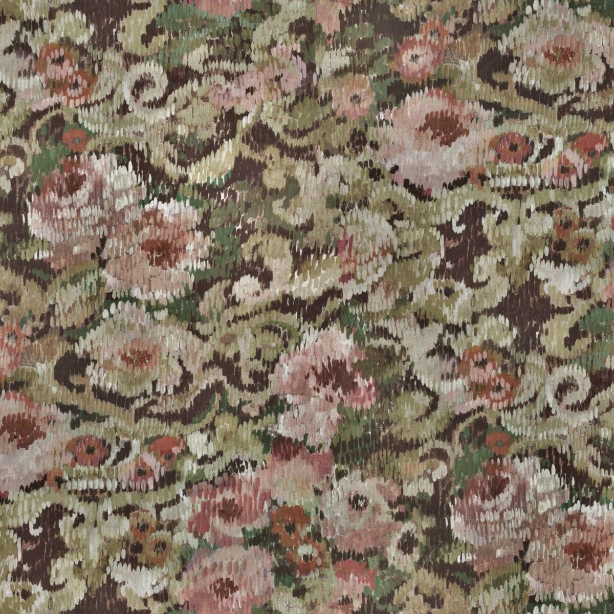 Levant-PV Fabric - Autumn by green botanical velvet-chenille fabric from Warwick