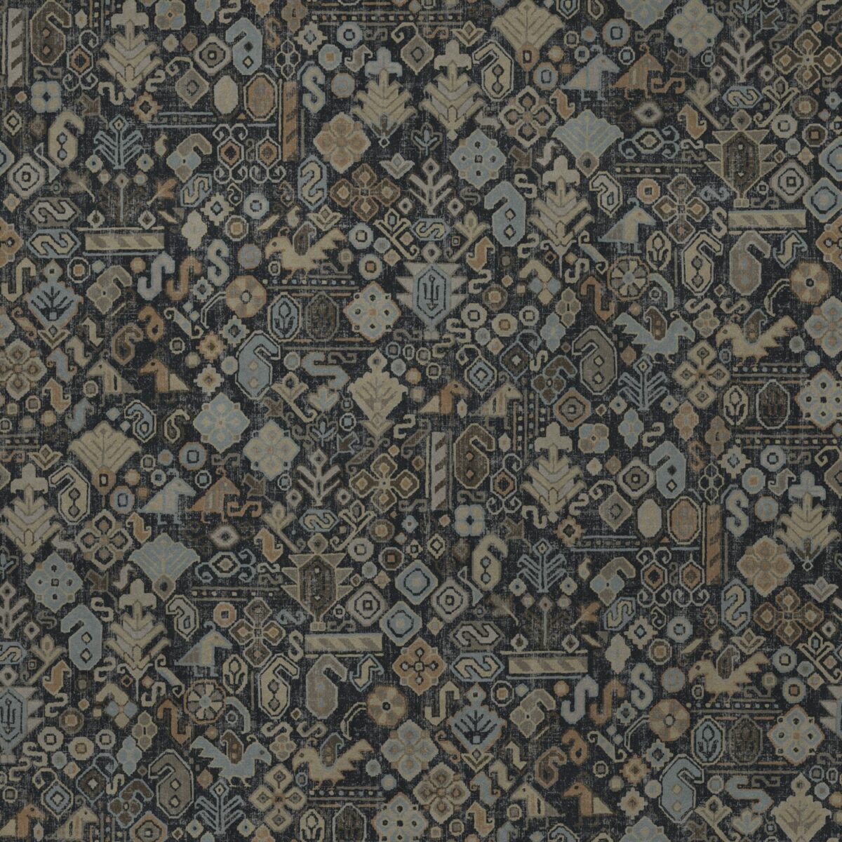 blue geometric velvet-chenille fabric from Warwick