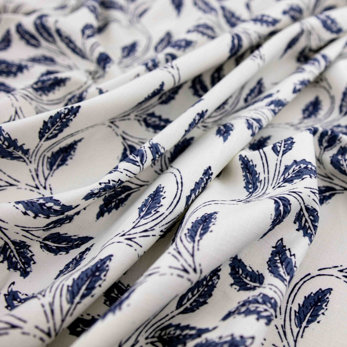 blue botanical printed fabric from Warwick