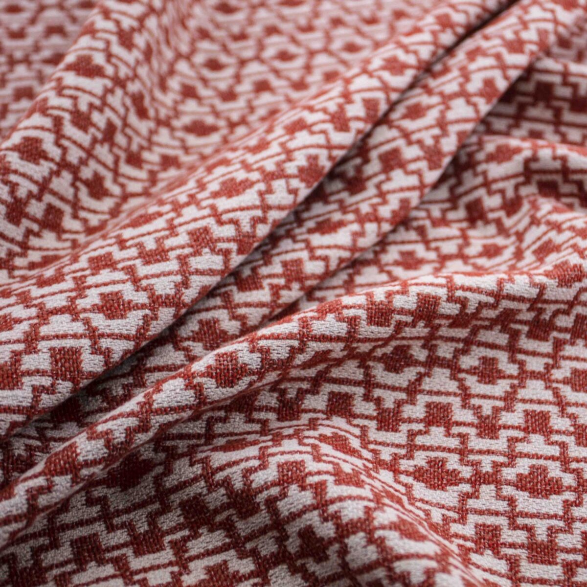 red geometric cotton fabric from Warwick