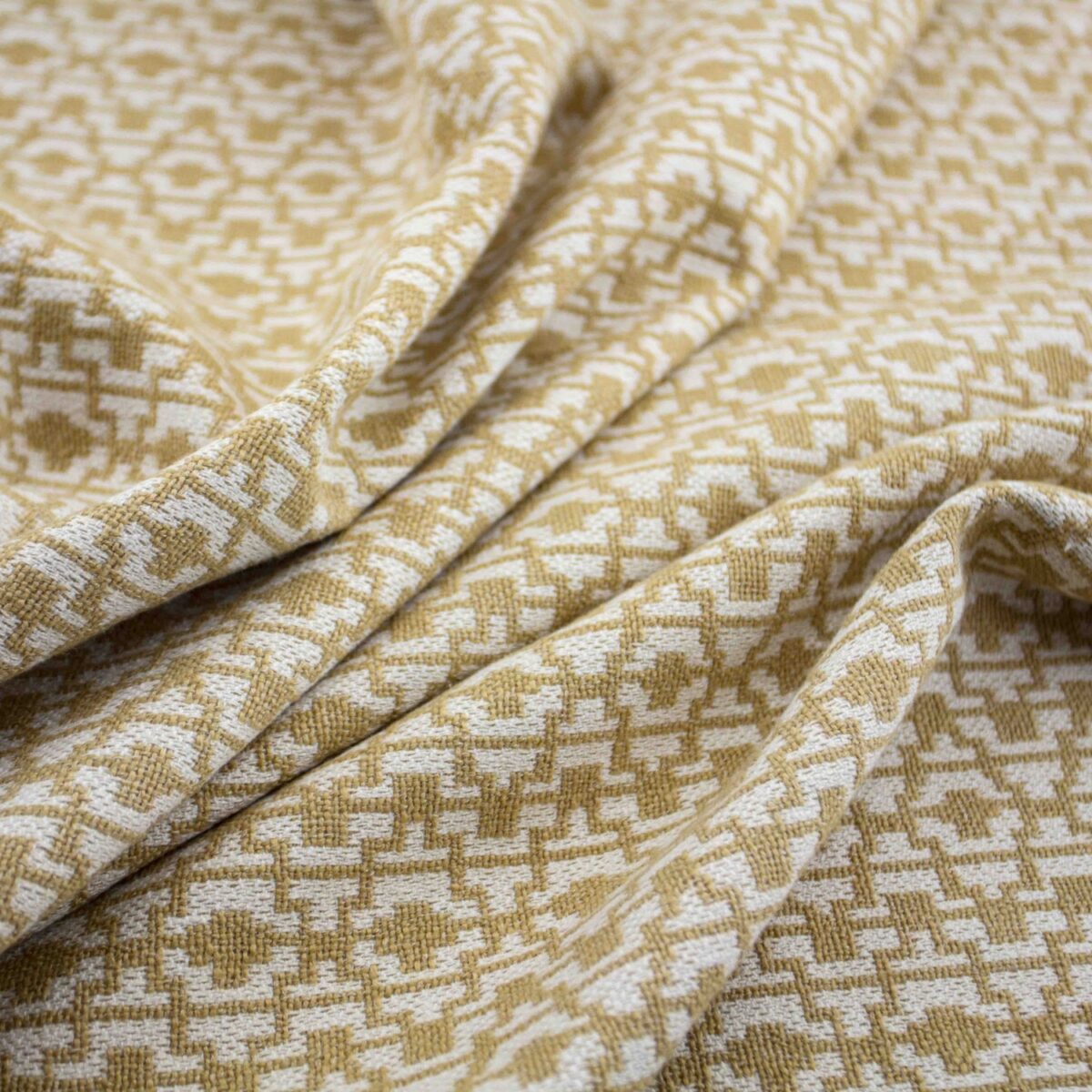 Byron Fabric - Jute by yellow geometric cotton fabric from Warwick