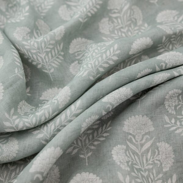 Cecily Fabric - Duckegg by green botanical linen fabric from Warwick