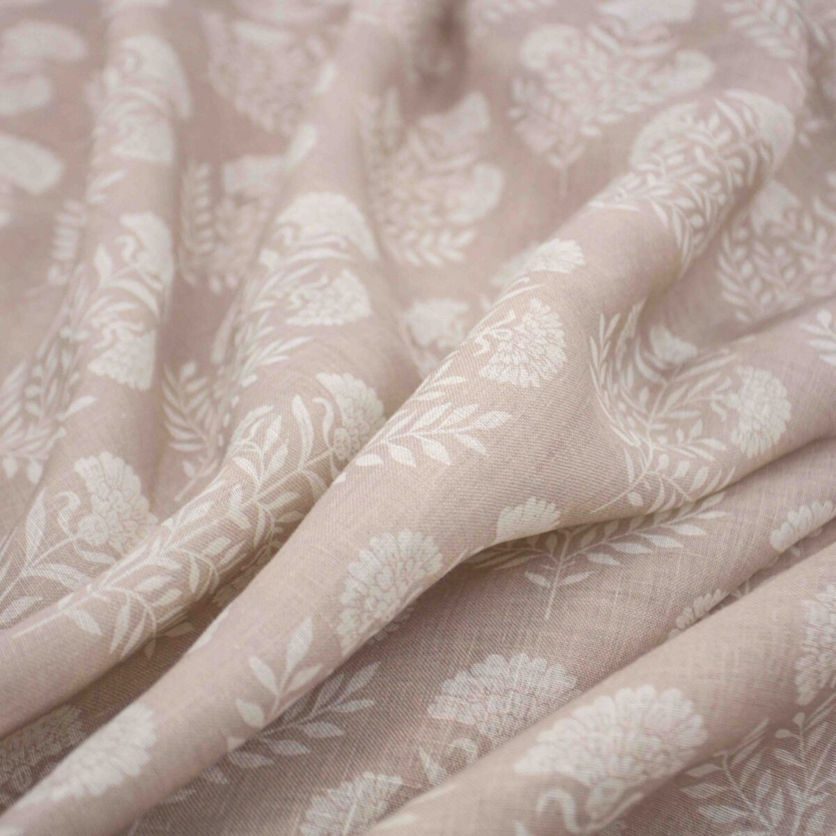 Cecily Fabric - Dusk by pink botanical linen fabric from Warwick