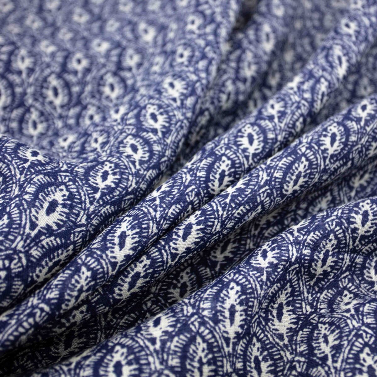 blue botanical linen fabric from Warwick