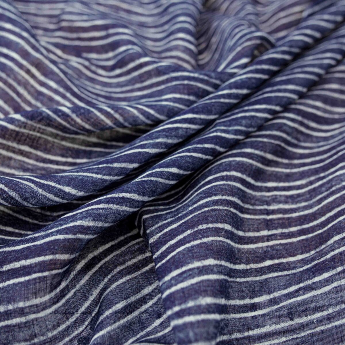 blue striped linen fabric from Warwick