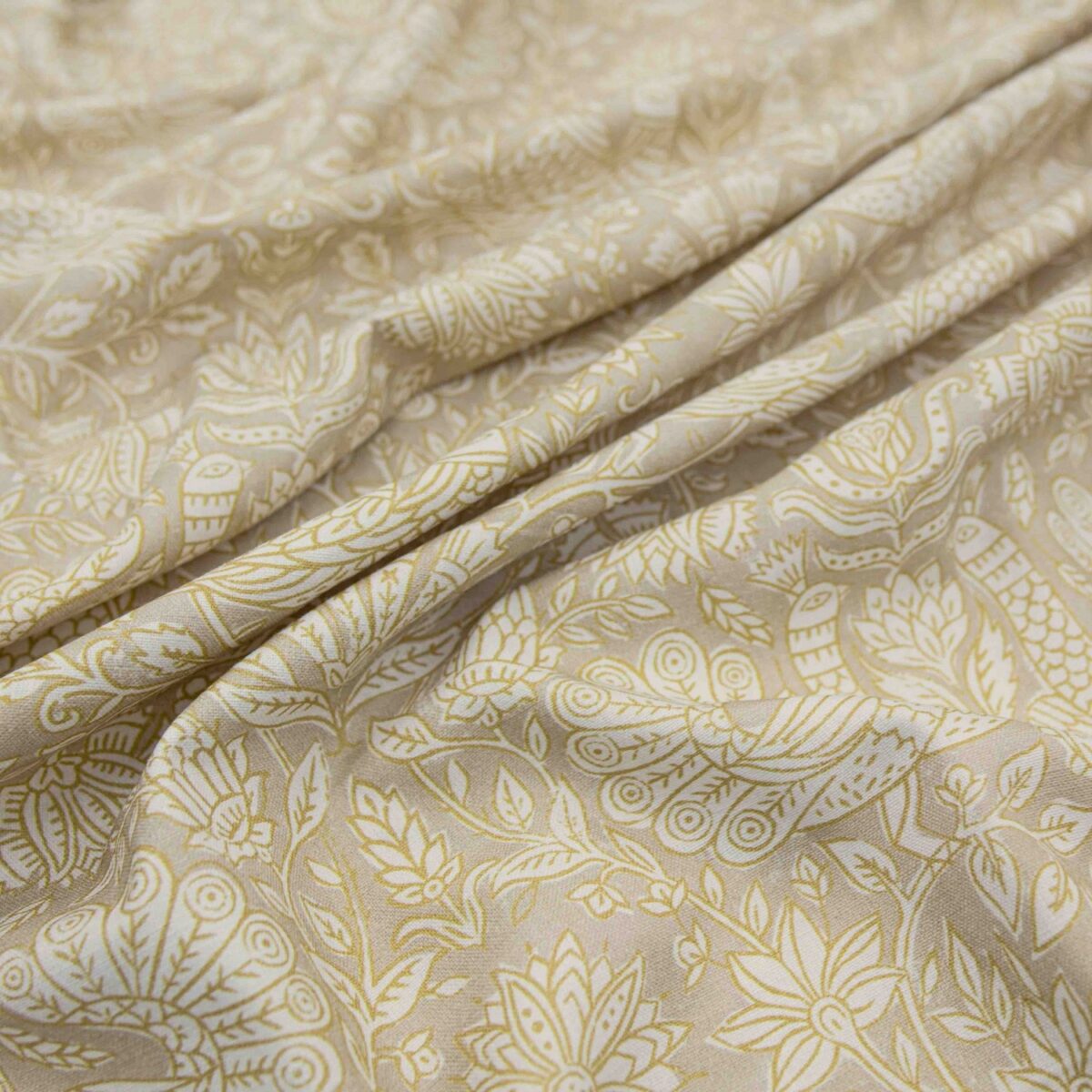 Petronella Fabric - Saffron by yellow botanical printed fabric from Warwick