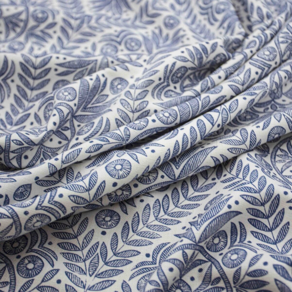 blue botanical printed fabric from Warwick