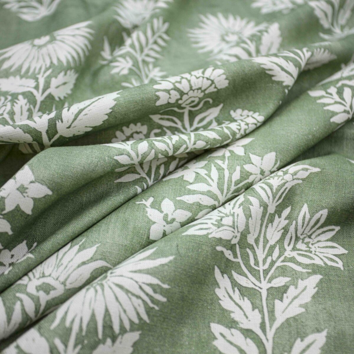 Rosalee Fabric - Celadon by green botanical printed fabric from Warwick