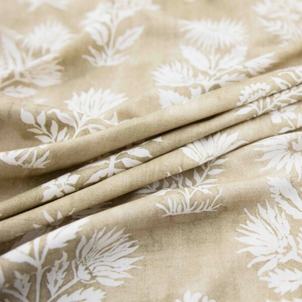 Rosalee Fabric - Jute by neutral botanical printed fabric from Warwick