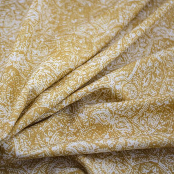 Simla Fabric - Saffron by yellow botanical printed fabric from Warwick