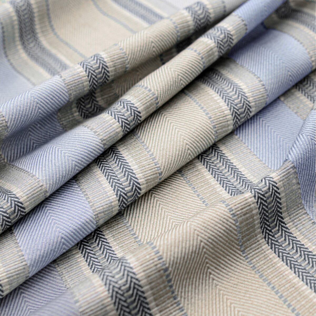 Trinity Fabric - Cornsilk by blue striped woven fabric from Warwick