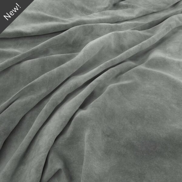 Lovely Fabric - Aluminium by black-grey plain velvet-chenille fabric from Warwick