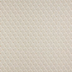 white geometric embroideried fabric from Kai